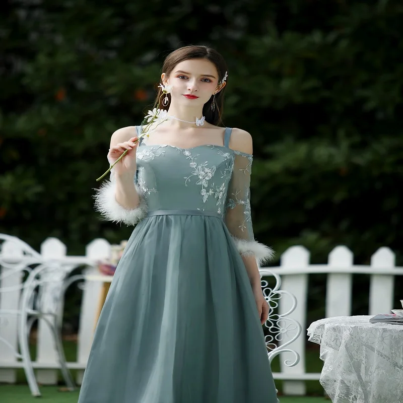 Элегантное платье подружки невесты на тонких бретельках ТРАПЕЦИЕВИДНОЕ милое