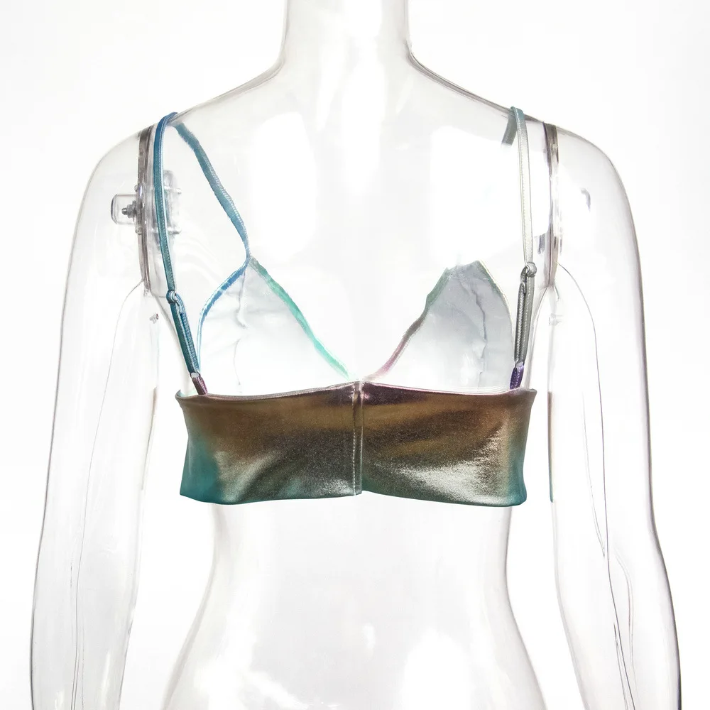 

Summer Colorful Reflective Club Tops Women Sexy Fashion Beach Leisure Vacation Shining Tees Tank Tops All Neon Store Clothes