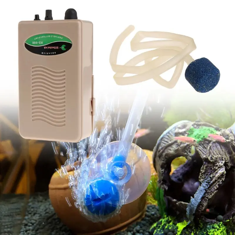 Портативный кислородный насос воздушный внешняя батарея аквариум