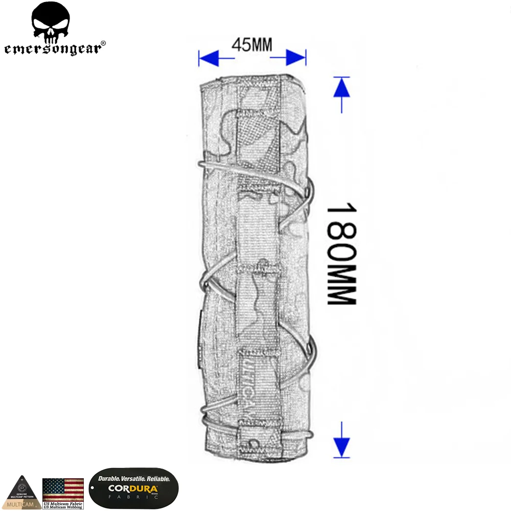EMERSONGEAR 18 см страйкбол подавитель крышка охотничьи Тактические оружейные аксессуары для страйкбола Защитная стрельба подавитель чехол EM9437
