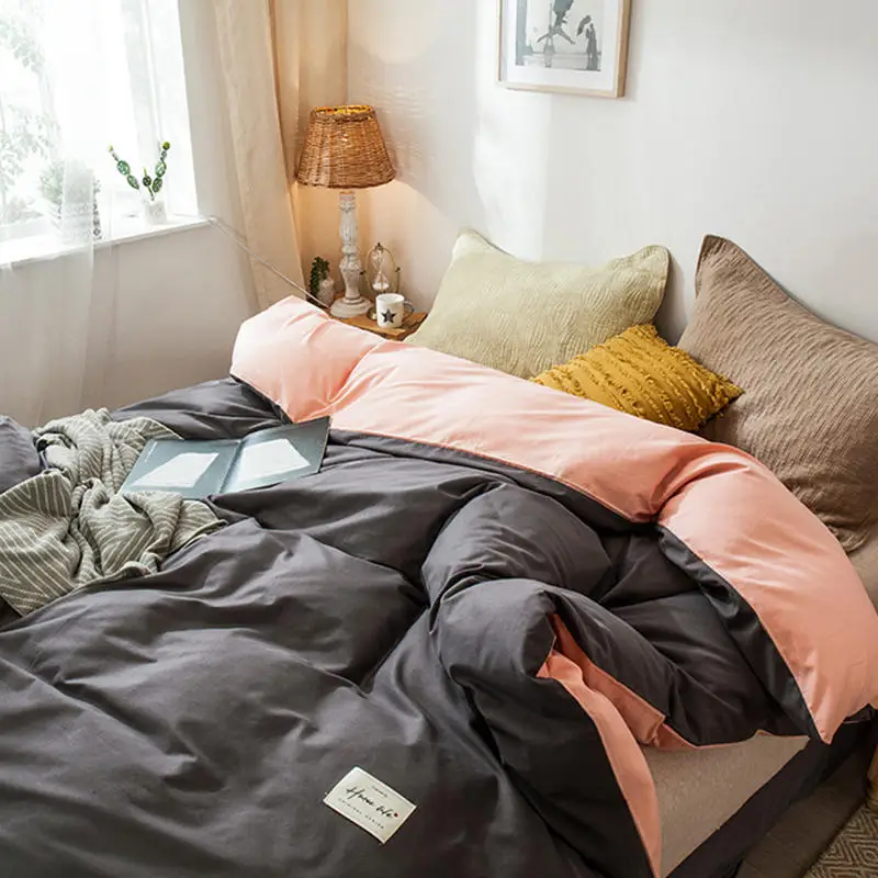 1 шт. одеяло из 100% хлопка серое однотонное окрашенное пододеяльник королевского