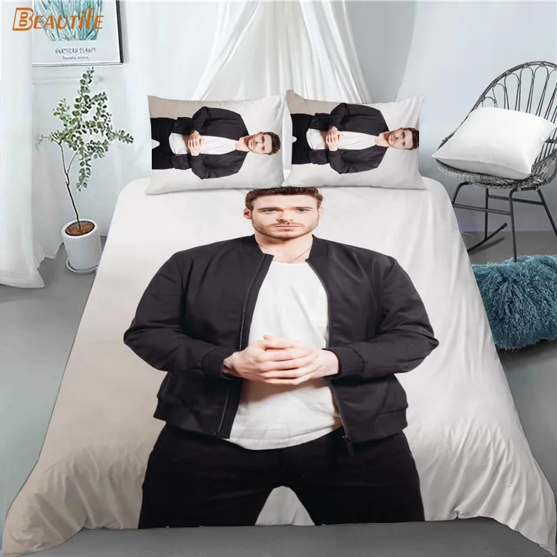 Juego de ropa de cama 3D Richard Madden, edred&oacute;n con funda de almohada para ni&ntilde;os y el hogar, 180x200cm, 180x220cm, 1009-2