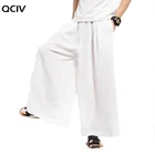 Мужские хлопковые льняные брюки с широкими штанинами, белые уличные шаровары в стиле Харадзюку, мужские брюки в китайском стиле, юбка