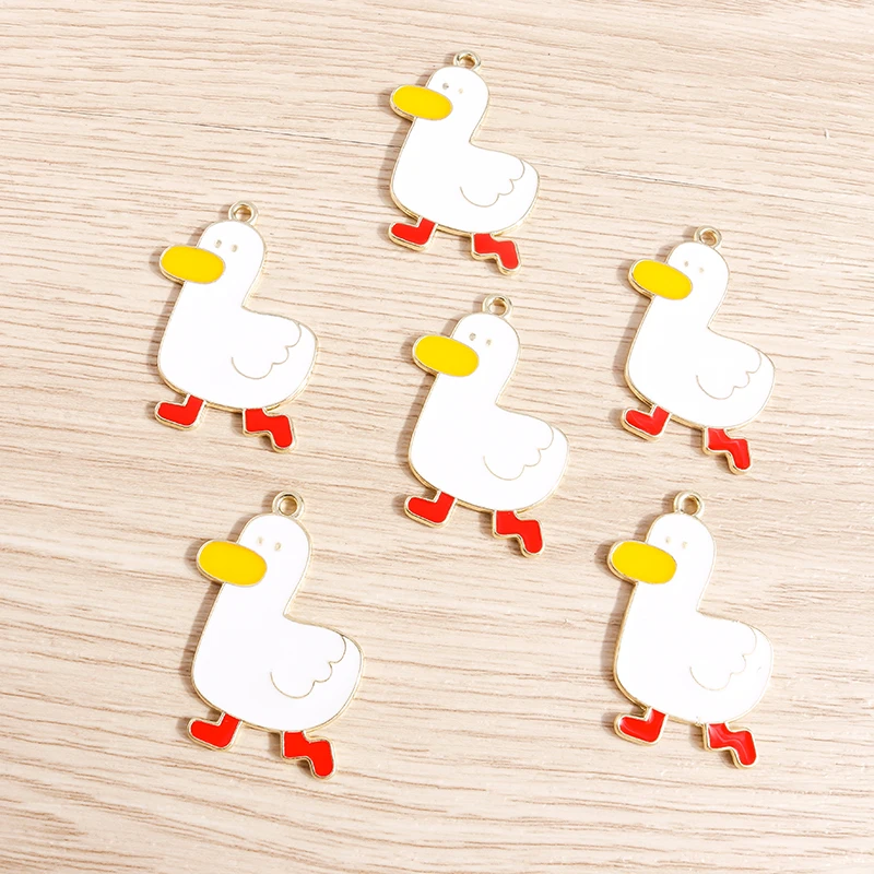 

10pcs 25*33mm Cartoon Enamel Duck Charms for Jewelry Making Fashion Drop Earrings Pendants Necklaces DIY Crafts Accessories