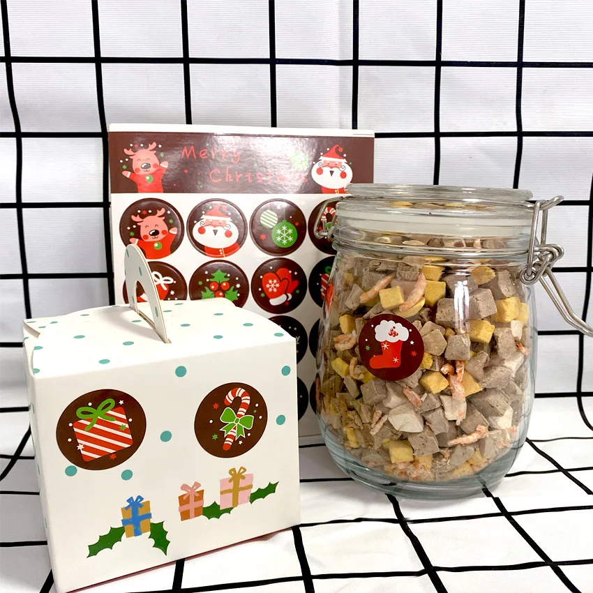 1600 шт./лот Kawaii Merry Christmas Санта Клаус Олень Круглый DIY самоклеящаяся декоративная