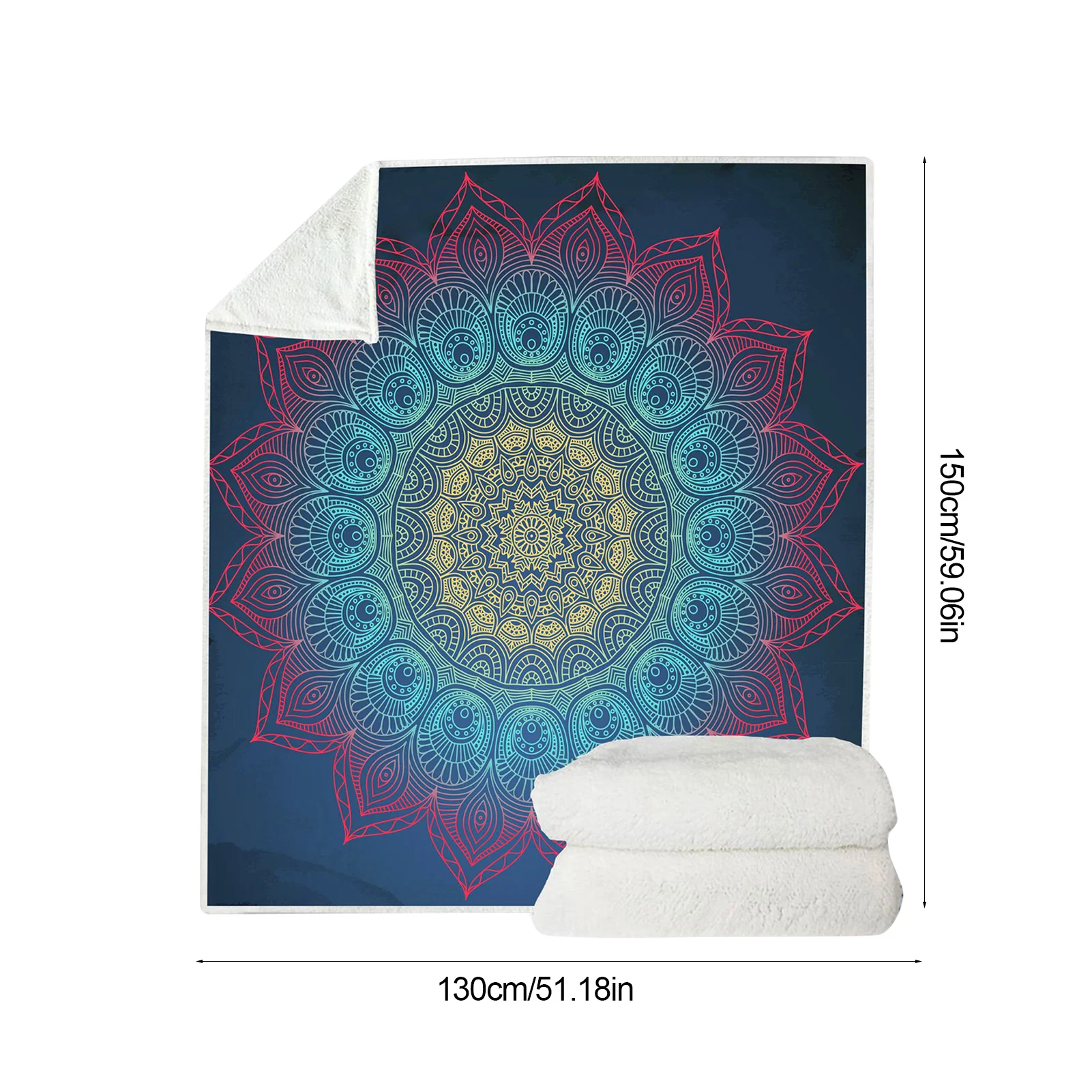 

Mandala 3D Printed Throw Blanket Double Thick Warm Cozy Bed Sofa Wrap TV Blanket For Bedroom Living Room Use