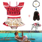 Летнее изящное нижнее белье с принтом из мультиков для девочек Купальник для девочек раздельный комплект из двух предметов, Пляжное Платье для маленькой девочки, бикини с изображением Моаны платья одежда для плавания Макси платья