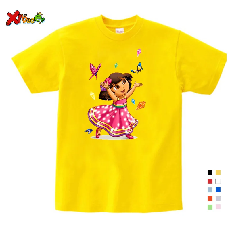 Футболка для девочек милая летняя детская футболка 2020 Цветные Милые Мультяшные