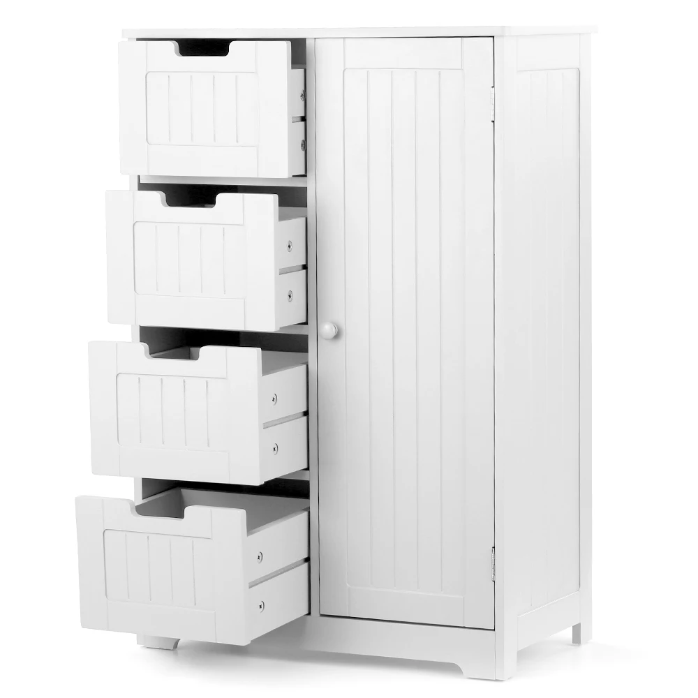 

iKayaa muebles Modern Shelved Floor Cabinet with Door & Drawers Bedroom Storage Organizer Furniture White home furniture