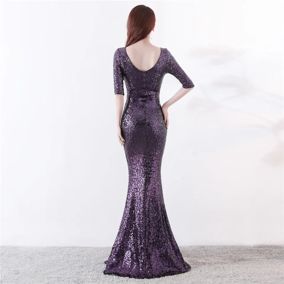 Вечерние платья Сексуальные блестками V образным вырезом Половина рукава It's Yiiya
