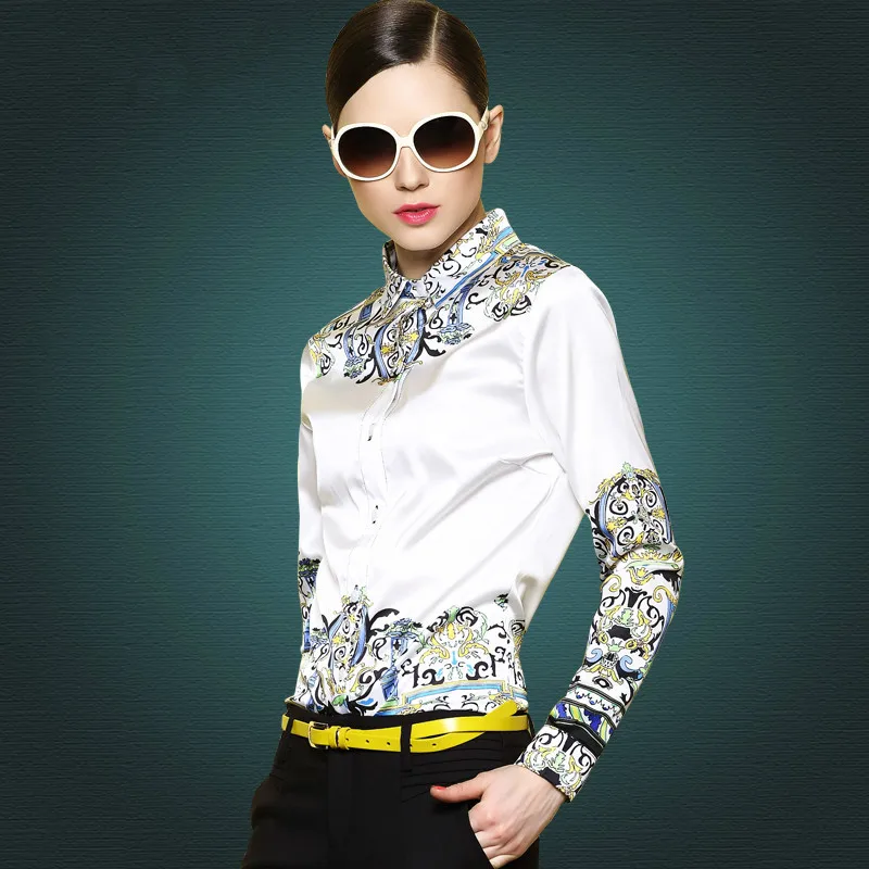 Женская блузка 2020 Весенняя рубашка с принтом Женские топы и блузки модные