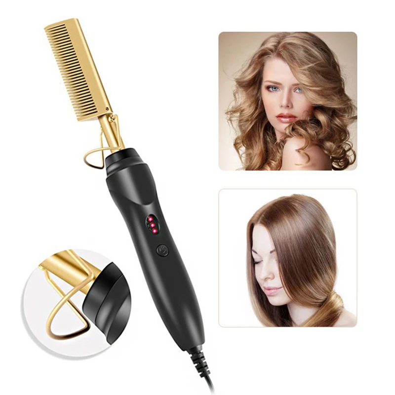 

Электрическая расческа для волос для горячего выпрямления, Плойка для влажных и сухих волос, горячая щетка, щетка из сплава для сглаживания,...