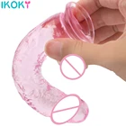 Фаллоимитатор желе силиконовой чашкой для женского для мастурбации Реалистичная искусственный пенис G-Spot Вибратор Анальная пробка интимные игрушки для женщин, способный преодолевать Броды для взрослых