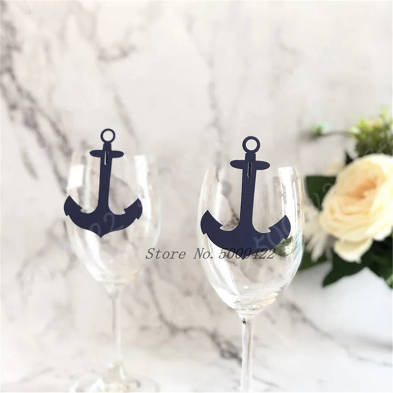 50 шт. винные именные карточки в морском стиле с якорем для Винных Бокалов