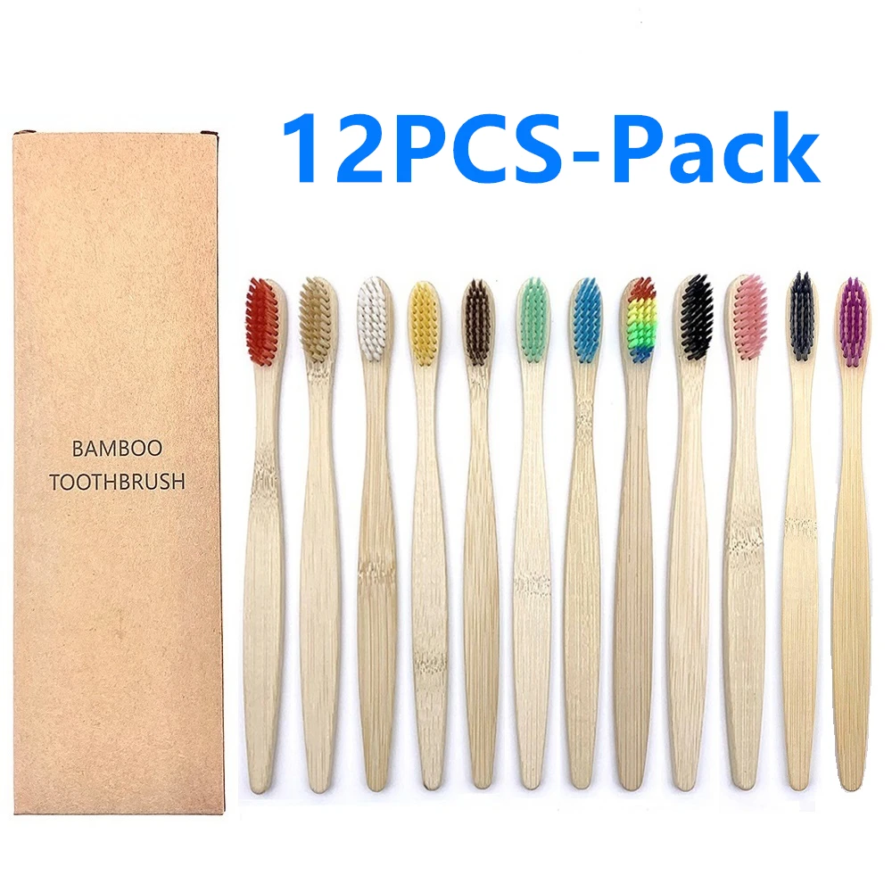 

Charcoal Bamboo Toothbrush 12/10 pcs Toothbrushes Natural Eco-Friendly Biodegradable Oral Care Healthy Wood Toothbrush