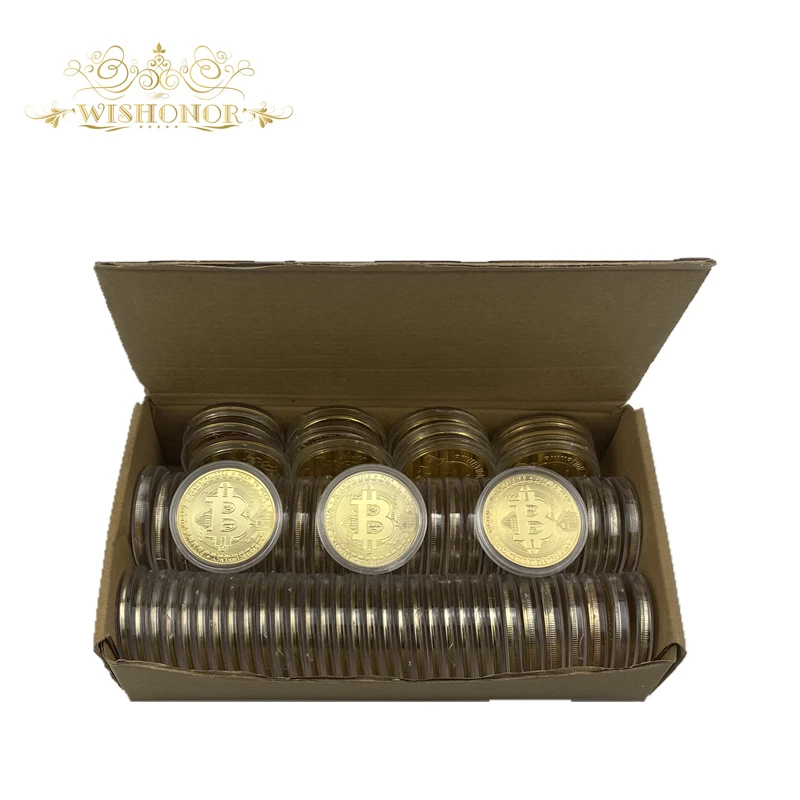 

50pcs/Lot Bitcoin coin Metal Physical gold Plated Commemorative BTC Coin