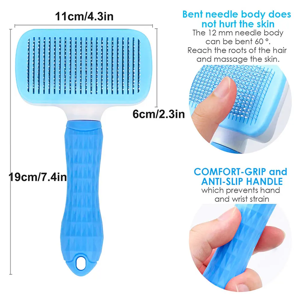 

Dog Self Cleaning Slicker Brush Cat Brush with Massage Particles Removes Loose Hair Dogs Grooming Comb Promote Circulation