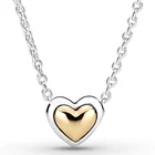 Ожерелье из серебра 925 пробы с куполообразным золотым любовным сердцем