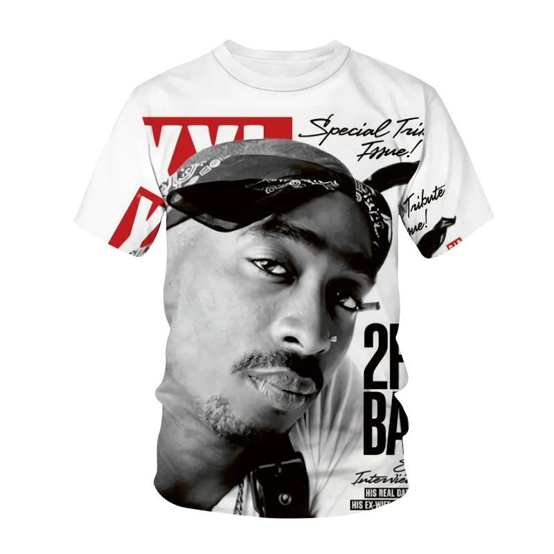 

Rapper Tupac Hip Hop T-Shirt 3D Printed Shirt Men's Women's Short Sleeve Street O-Neck Hip Hop Popular Concert Costume 2Pac Fan