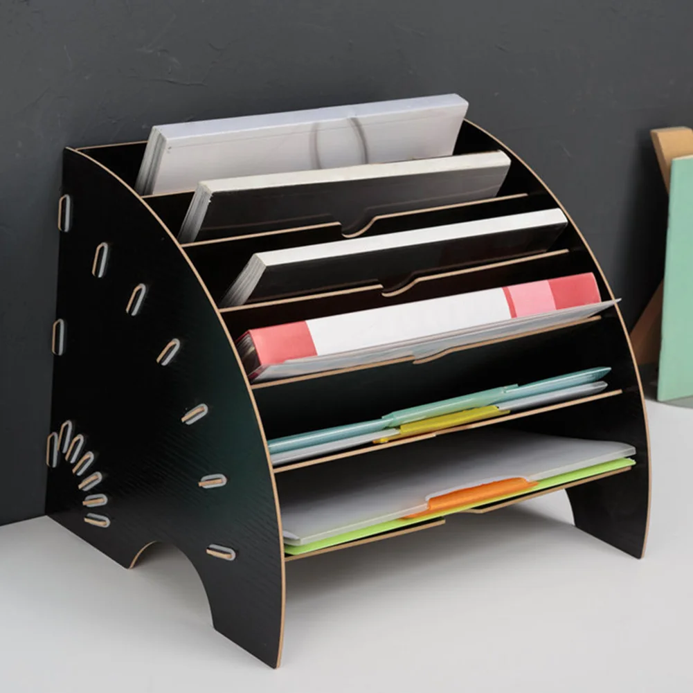 

A4 Living Room Office Supplies Multi Layer Home Study Easy Install Finishing Storage Box Wooden Desktop File Rack Desk Organizer