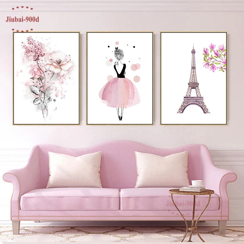 Настенный постер в скандинавском стиле Картина на холсте с изображением розовых