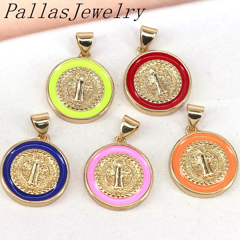 Подвески с эмалированным покрытием изображением девы Марии из золота 2021 пробы
