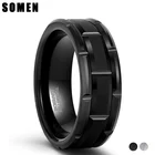 Мужское вольфрамовое кольцо Somen, обручальное кольцо с шинами, серебристыйчерный кирпич, обручальное кольцо с матовым покрытием, мужское удобное обручальное кольцо, Размер 7-13