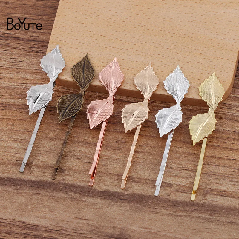 

BoYuTe (20 Pieces/Lot) 9*43MM Metal Brass Leaf Hairpin Barrette Vintage Handmade Diy Hair Accessories Materials