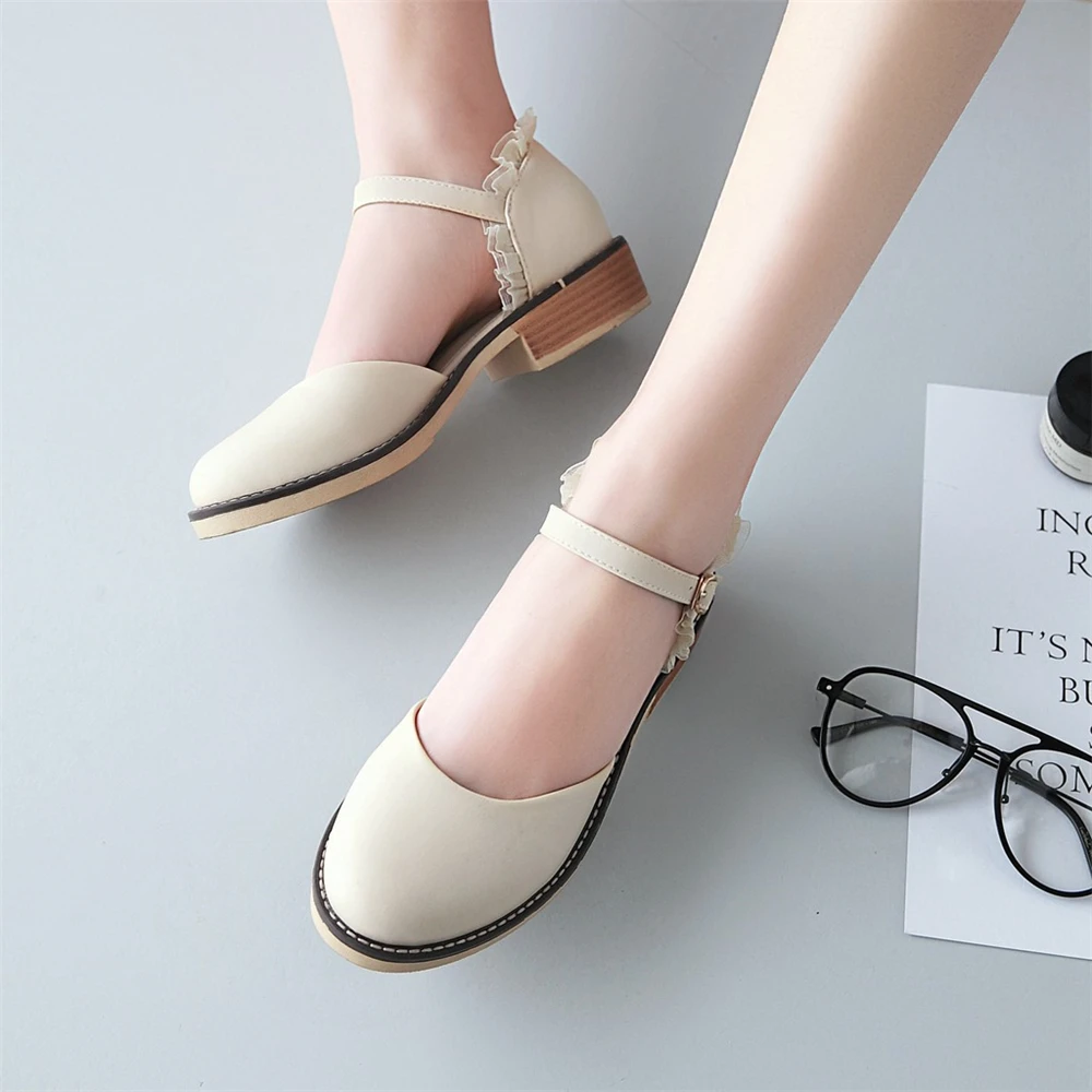 Женские босоножки с пряжкой сандалии в британском стиле ретро на квадратном