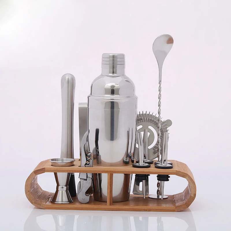 Нержавеющая сталь 11 шт барный инструмент с овальной деревянной рамкой основа 750