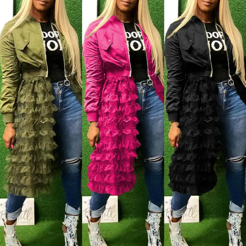 Фото Женская куртка 2019 модные однотонные Цвет с длинным рукавом Женские куртки