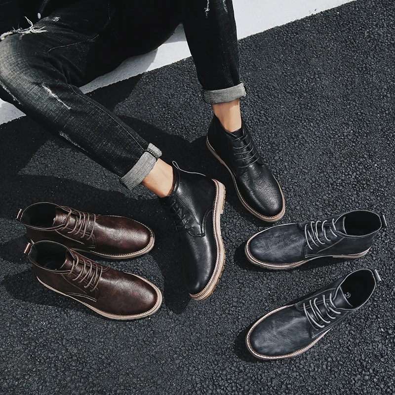 

Men Genuine Leather Boots High Quality Ankle Boots Spring Autumn And Winter Man Shoes Ankle Boot Men's Snow Shoe Work Size 38-47