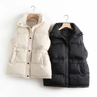cotton vest loose and thin single breasted stand collar solid color vest sleeveless jacket women 2021 winter coat down jacket