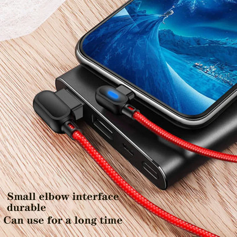 Micro USB кабель 2.4A быстрое зарядное устройство шнур 90 градусов локоть нейлон