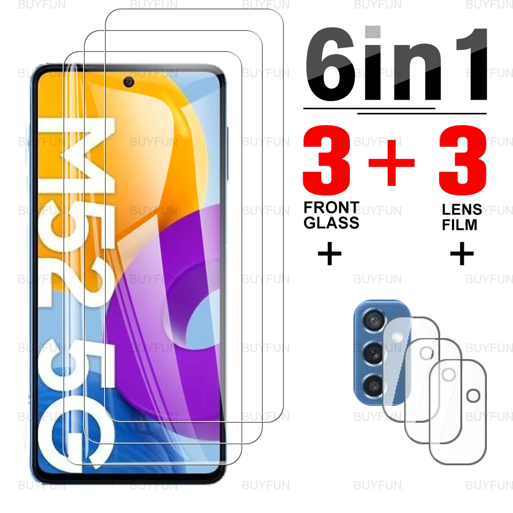 

Защитная пленка для экрана камеры 6 в 1 для Samsung Galaxy M52 5G Full Cover HD, защитная пленка из закаленного стекла для samsung samsun M 52 6,7 дюйма
