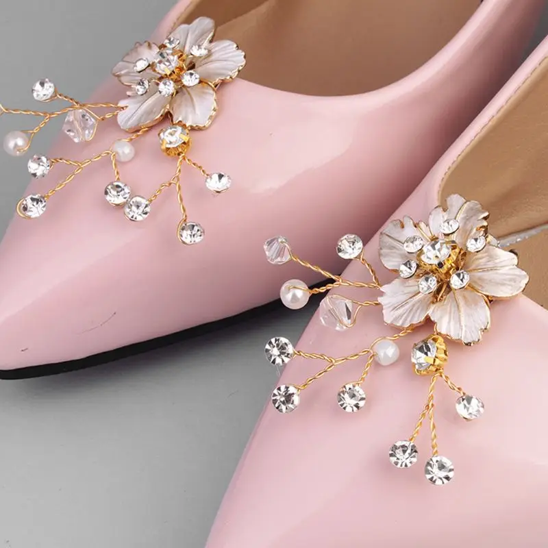

Fashion Women Shoes Flower Simple Bride Rhinestone Imitation Pearl Shoe Buckle