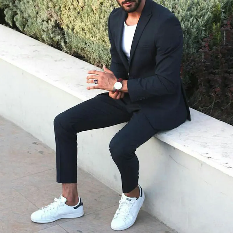 Navy Blue Coat Men Formal Suits Pants Fashion Business Man Casual Blazer 2Pieces Slim Fit Terno Masculino Costume Homme Mariage | Мужская