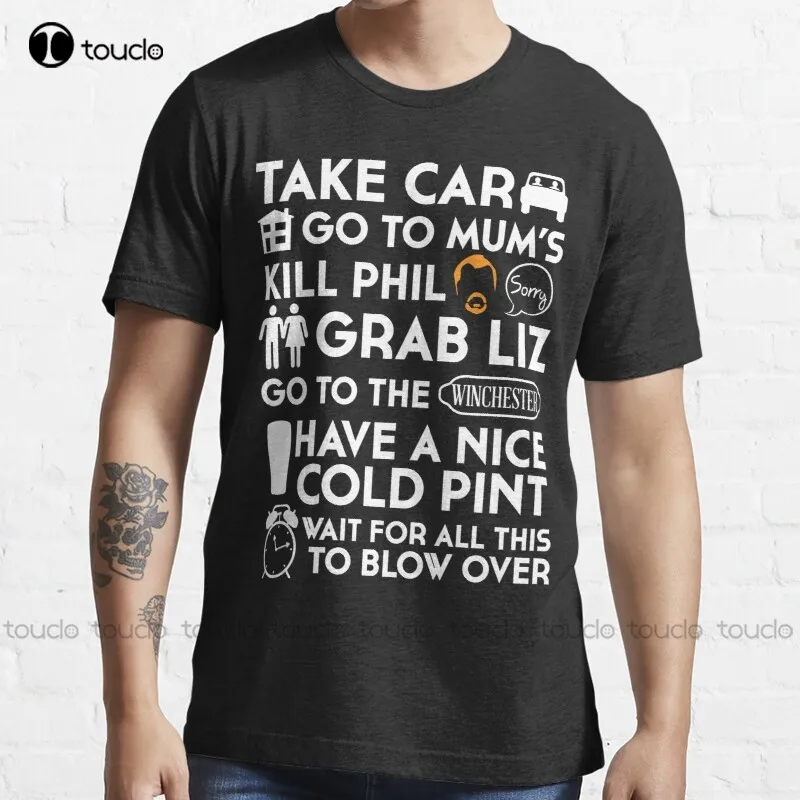 

New Shaun Of The Dead The Plan To To List T-Shirt White Mens Tshirt Cotton Tee S-5Xl