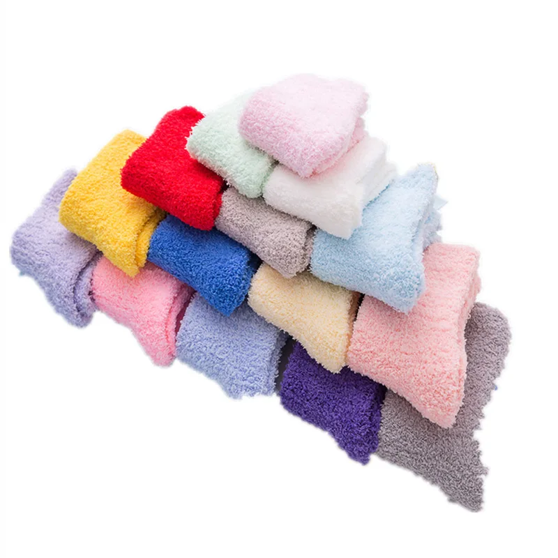 1 пара милые однотонные мягкие женские пушистые носки карамельных цветов