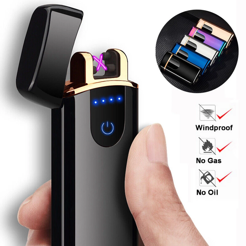 Smart Touch сенсор USB перезаряжаемая двойная дуга беспламенная плазменная электрическая зажигалка датчик отпечатков пальцев Светодиодный дисплей питания
