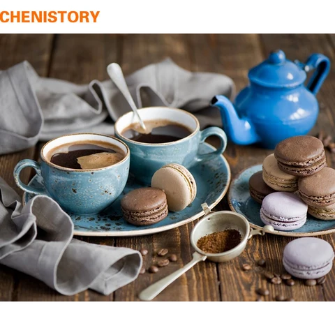 CHENISTORY Coffee Cake DIY Painting By Numbers Modern Home Wall Art Picture Kits Acrylic Handpainted Oil Painting For Gift 40x50