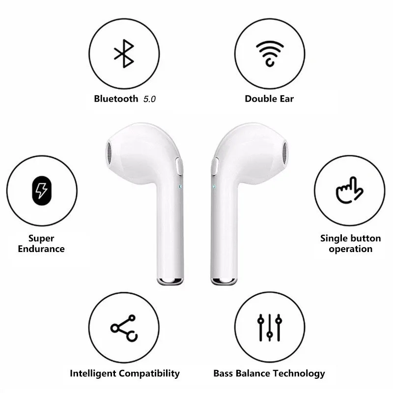 Mini-i7s Wireless Headphone Bluetooth EarphonesEarpieces Sport Earbuds For Huawei Iphone OPPO Xiaomi TWS Music Headset Earphone |