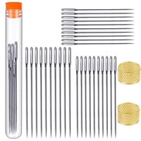 lmdz 30pcs large eye stitching needles 3 sizes hand sewing needles with storage tube for stitching and crafting projects