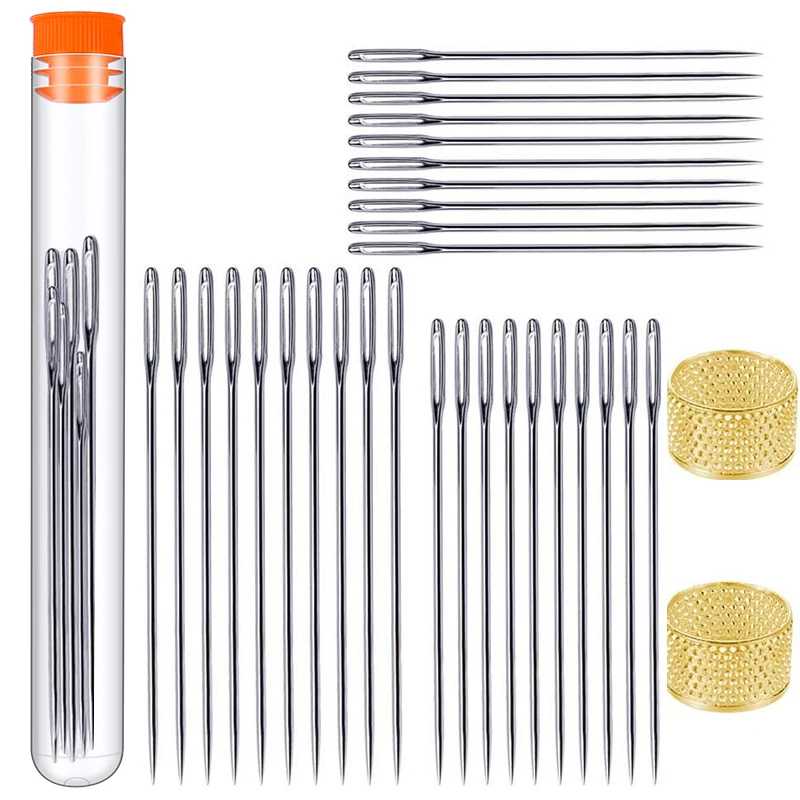 LMDZ 30 шт большие Швейные иглы для глаз 3 размера ручные швейные с трубкой хранения