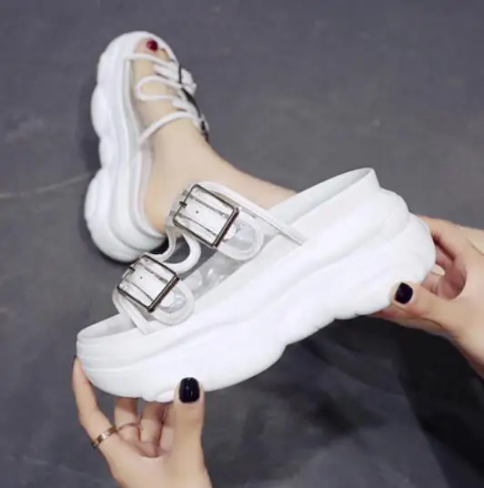 2020 New Women Slippers 8.5CM Wedge Heels Casual Shoes Summer Platform Beach Flip Flops Outdoor Woman Sandals Sneakers | Обувь