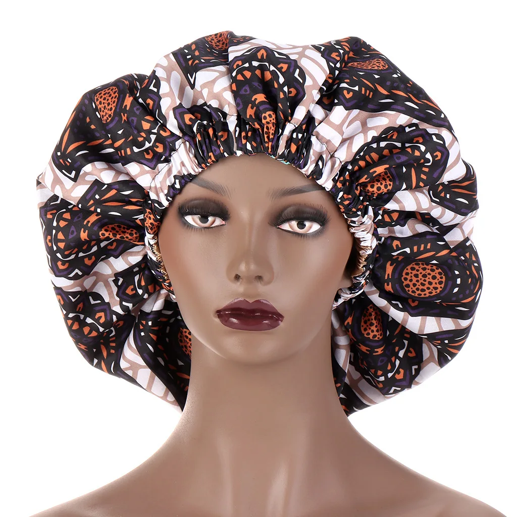 

Pop African style fashion print stretch bonnet for ladies plus double stretch bonnet