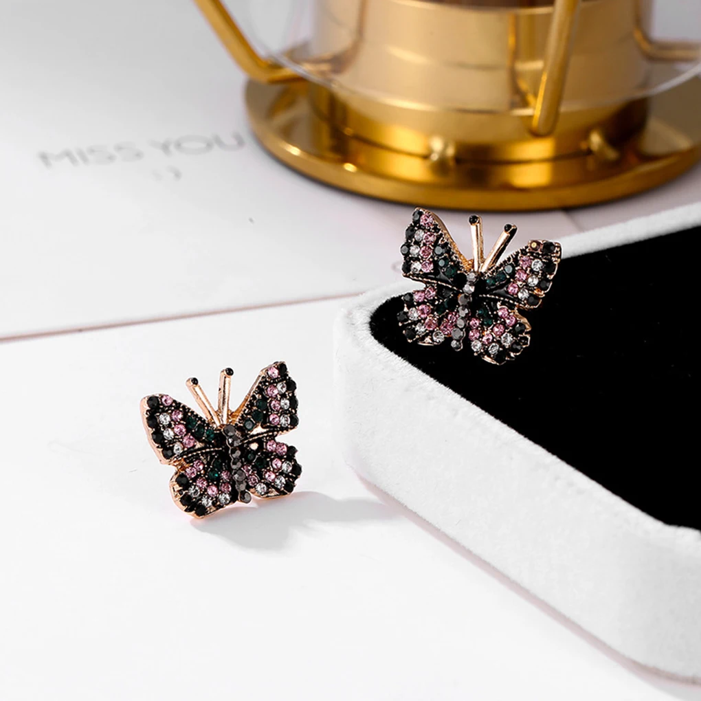 1 Pair Ethnic Women Rhinestones Butterfly Earrings Girl Crystal Ear Rings Evenning Party Prom Beach Studs Fashion Accessory | Украшения и