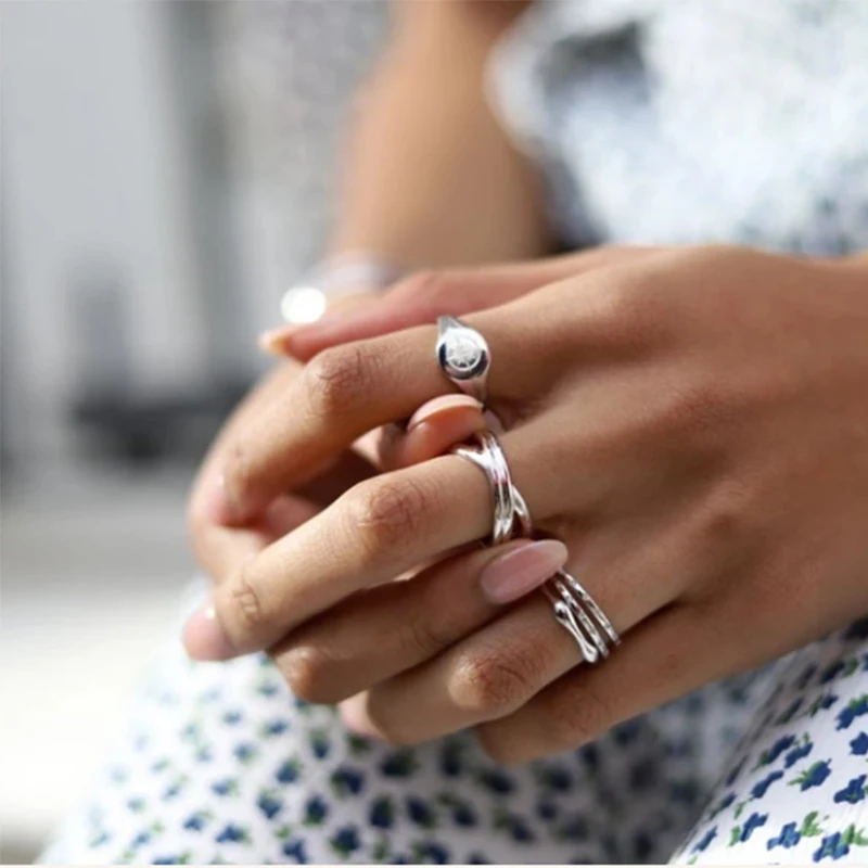 

AIDE Minimalism Irregular Wave Rings For Women Fashion 925 Sterling Silver Ring Woman Girl Child Gifts Fine Jewelry bague femme