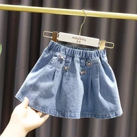1 6y baby girl short skirt girls spring and summer new denim skirt childrens pleated skirt kids denim skirt for girls
