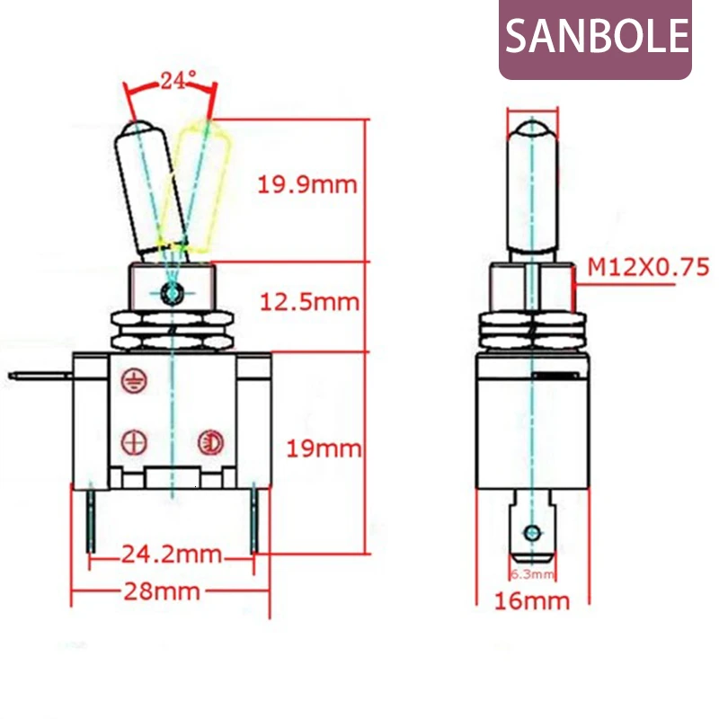 Клавишный переключатель (5 шт.) светодиодный защитный кожух на нажимную кнопку 12 В
